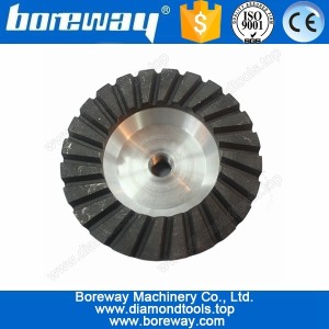 China 100MM Wet Use Aluminum Based Diamond Turbine Cup Grinding Wheel Supplier For Stone manufacturer
