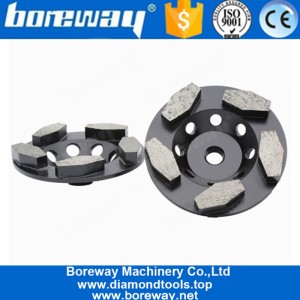 China 4 Inch Diamond Concrete Grinding Wheel With Thread Holes For Concrete Floor Renovation manufacturer