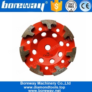 中国 用于混凝土和石材的5英寸150毫米T形刀头混凝土金刚石碗磨轮 制造商