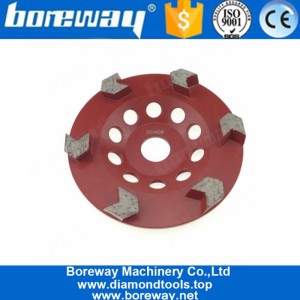 中国 用于混凝土水磨石地板的5英寸6箭头刀头金刚石研磨轮 制造商