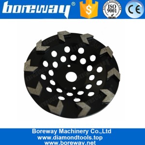 China 7 Polegada 10 Segmentos de Seta Alta Nitidez Diamond Moagem Cup Wheel Para Piso de Concreto fabricante
