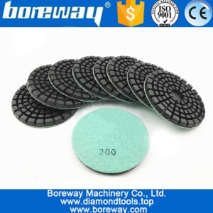 中国 Boreway 4英寸加厚金刚石树脂粘合剂混凝土抛光垫＃200地板更新混凝土垫 制造商