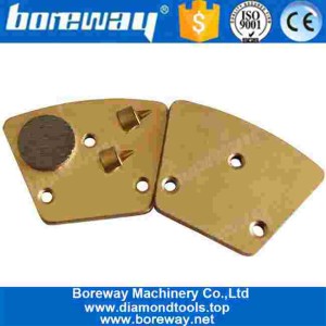 China Diamond Grinding Shoes With Two 1/4 PCD And One Round Segment For Removal Of Epoxy Glue And Resin Off Concrete Floor manufacturer