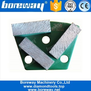 China Three Rectangle Segments Trapezoid Grinding Pads with Thread Holes For Concrete Floor manufacturer