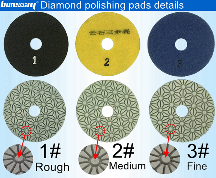 3 steps dry and wet use diamond polishing pads