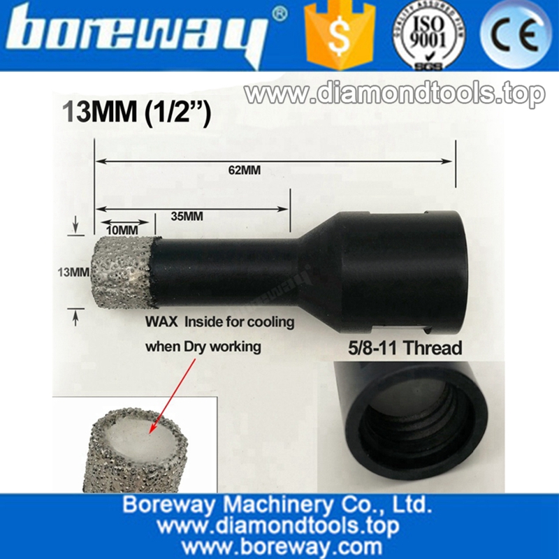 High Quality Dry Drilling Bits Vacuum Brazed Diamond core drill bits with 5/8-11 Thread Connection