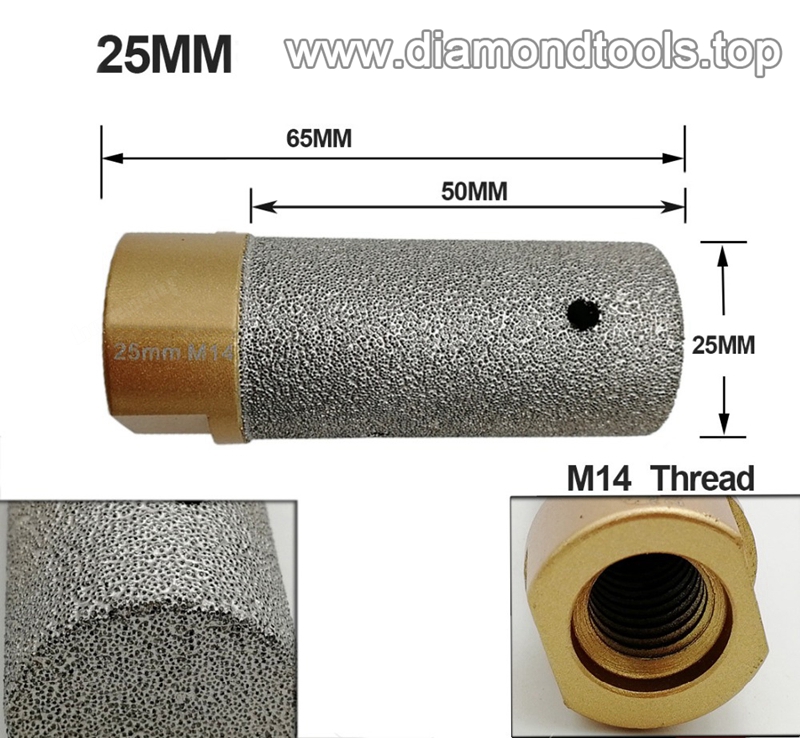 Vacuum Brazed Stone CNC Diamond Finger Bits with M14 Threaded, Diamond Drilling Finger Milling Bit