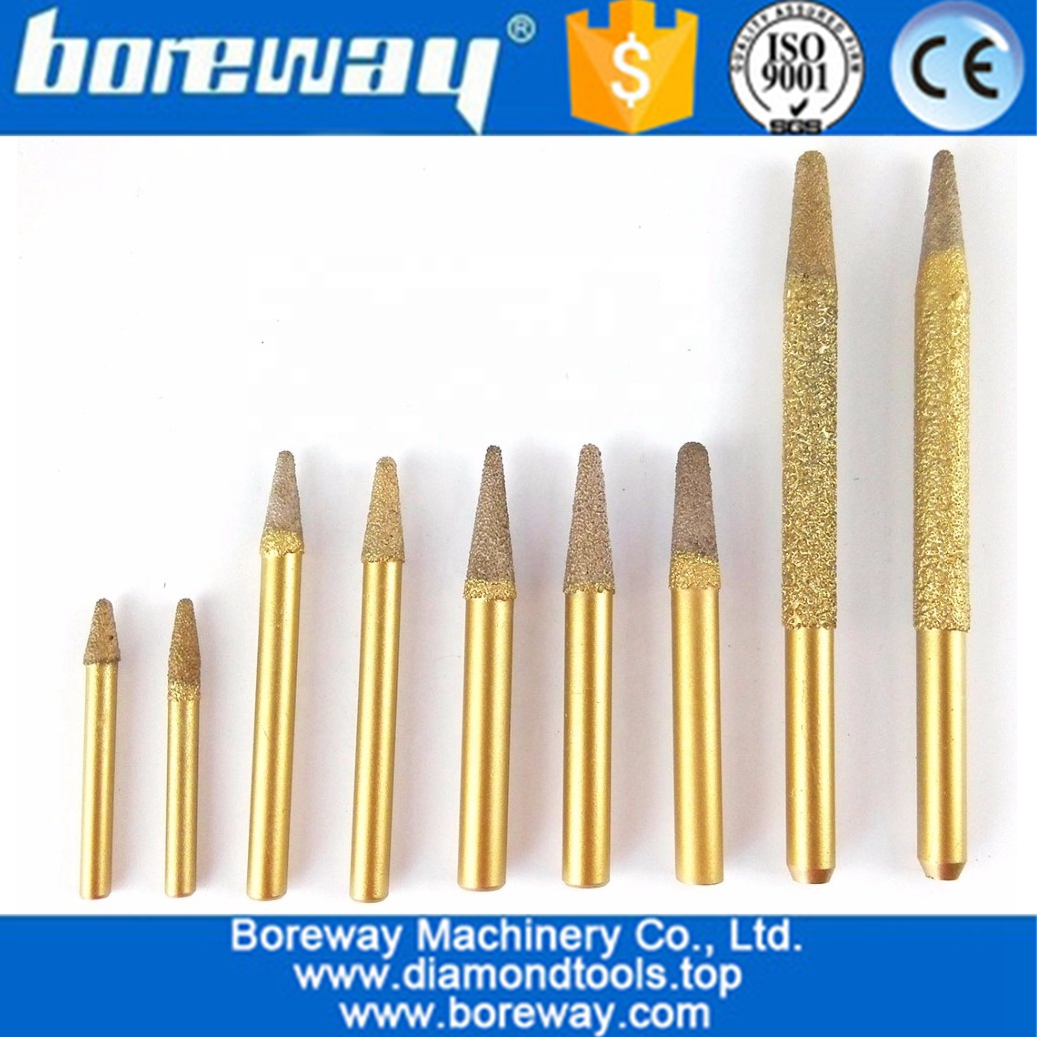 Vaccum Brazed Diamond engraving bitsTaper or Cone type with ball end
