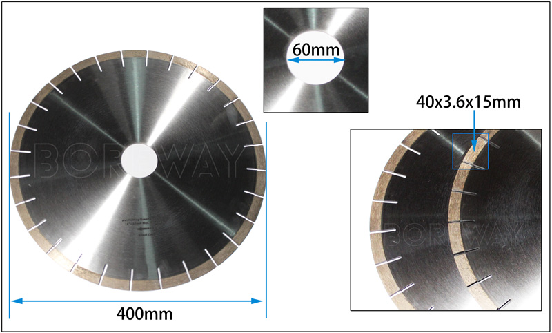 Factory Supply 400mm Diamond Segment Circular Saw Blade For Cutting 055