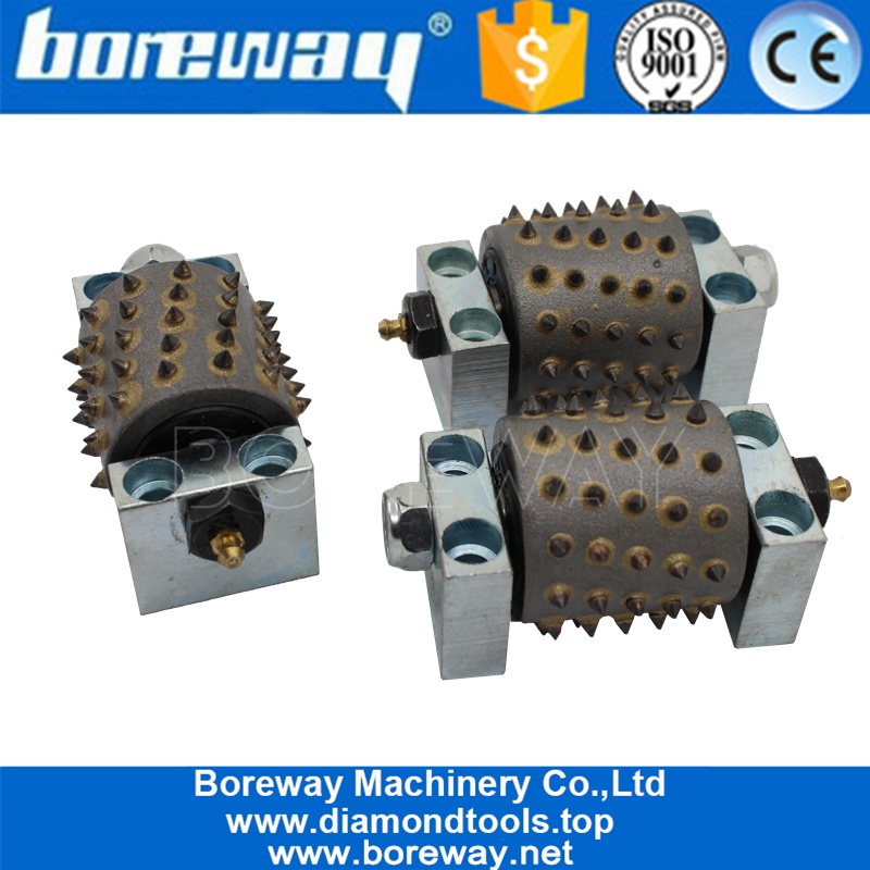 China 60 Pins High Performance Bush Hammer Roller With Support For Litchi Surface Grinding manufacturer