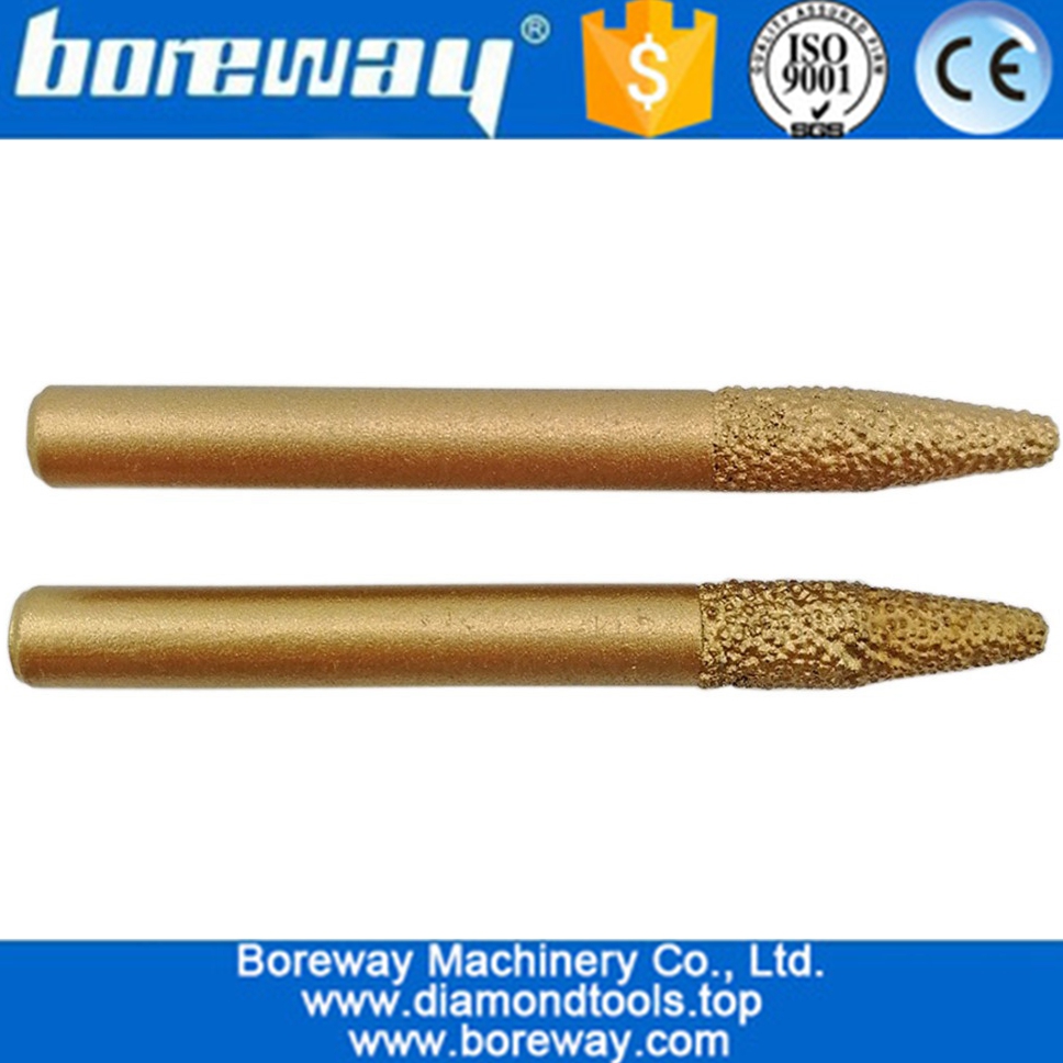 Boreway 6-3 / 20mm punta cónica broca de diamante soldada al vacío bit de grabado para máquina de grabado de piedra