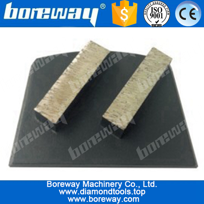 Base de acero 2 segmentos rectangulares decrecientes bloques de pulido de diamante para moler el piso de concreto y terrazo