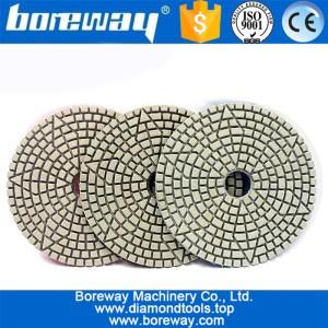 China 100mm Diamond Abrasive Disc 3 Step White Sanding Pads For Polishing Stone Marble Granite Flexible Grinding manufacturer