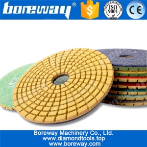 China 100mm Diamond Spiral Type Granite Polishing Pads For Angle Grinder manufacturer