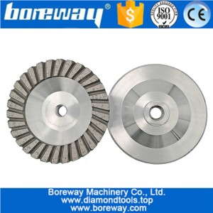 China 125mm Aluminum Based Diamond Turbo Grinding Wheel M14 or 5/8-11 Thread diamond grinding cup wheel for Granite marble manufacturer