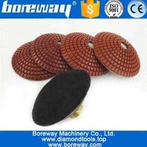 China 4Pcs 100mm  #50 Convex Wet Diamond Polishing Pads With M14 Rubber Backer 4inch Bowl Shaped Sanding Disc manufacturer