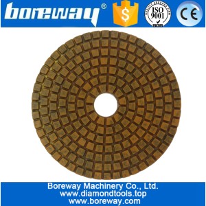China 4inch 100mm 4 steps brown metal diamond polishing pads for stone concrete ceramic, etc manufacturer