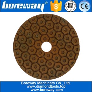 China 4 polegadas 100 mm 4 etapas úmido uso marrom metal diamante polimento pads para polimento concreto de pedra cerâmica fabricante