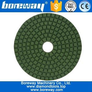 China 4inch 100mm 5 steps green  square wet use diamond polishing pads for granite marble quartz concrete ceramic manufacturer