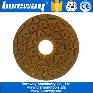 China 4inch 100mm 5 steps wet use brown metal diamond polishing pads for stone ceramic concrete manufacturer