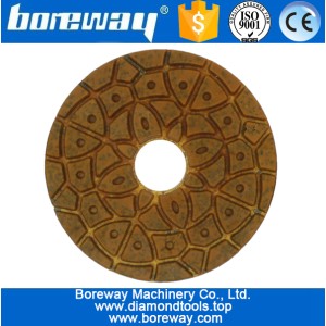 China 4inch 100mm 5 etapas molhadas usam almofadas de polimento de diamante de metal marrom para concreto cerâmico de pedra fabricante