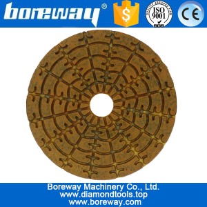 China 4inch 100mm 5 steps wet use brown metal diamond polishing pads for polishing stone concrete ceramic manufacturer