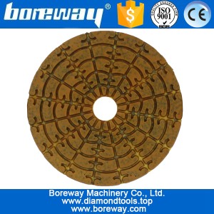 China 4 polegadas 100mm 5 etapas úmido uso marrom metal diamante polimento pads para polir concreto de pedra cerâmica fabricante