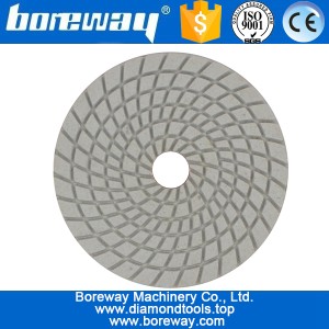 China 4inch 100mm 7 steps white sprial type wet use diamond polishing pads manufacturer
