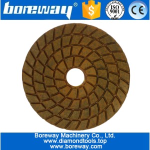 China 4 polegadas 100mm 4 etapas de uso úmido espiral marrom diamante polimento pads com metal para concreto de pedra cerâmica fabricante