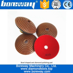 China 4inch #400 convex Wet Use Marble Granite Diamond Polishing Pad with backer for polishing Concrete Quartz manufacturer