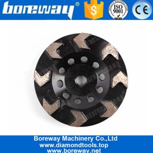 China 5 Inch Top Sharp 8 Arrow Segments Diamond Grinding Cup Wheel For Concrete Terrazzo Floor manufacturer