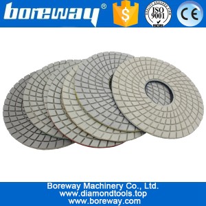 China 6inch 150mm wet use white diamond polishing pads for granite marble quartz concrete ceramic manufacturer