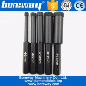 China 6mm-14mm Hexagon shank Vacuum Brazed Wet drillling diamond core drill bits drill Hole Saw for granite,marble, masonry and more manufacturer