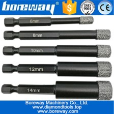중국 6mm-14mm 진공 Brazed 건식 드릴링 코어 비트와 quick-fit 생크 다이아몬드 코어 드릴 비트 드릴링 화강암 대리석 제조업체