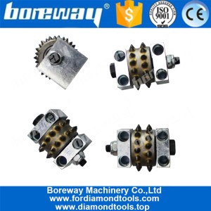 China Boreway 30 Pins Segments Litchi Surface Concrete Floor Grinding Bush Hammer Rollers Tools with Support manufacturer