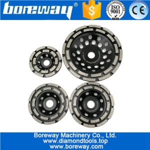China Dia.100mm-180mm Diamante Dupla Fileira Copo De Moagem De Diamante Roda De Moagem De Disco De Polimento De Moagem De Concreto De Alvenaria De Mármore De Granito fabricante