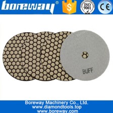 China Dia.125MM White Buff Resin Bonded Flexible Diamond Polishing Pad For Stone Marble Quartz Dry Grinding manufacturer