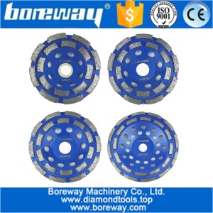 China Roda de copo de dupla linha de diamante para material duro de granito 4 tamanhos disponíveis 4 "4.5" 5 "7" Disco de moagem de alta qualidade fabricante
