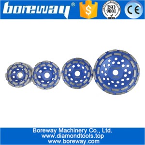 China Duplo Row segmentada Diamond Cup fábrica de fornecimento de dupla linha superfície rebolo para pedra de granito fabricante