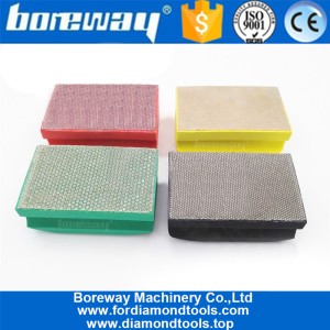 China Hard Foam-backed diamond hand pad 90X55MM Dotted electroplated diamond hand polishing pad manufacturer