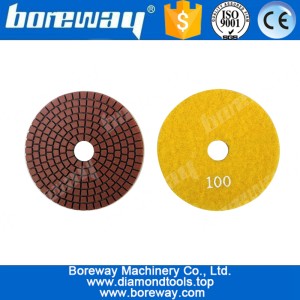 China Stone Grinding Wet Polish Diamond Pad 4Inch Flexible Diamond Polishing Pad For Granite Marble Stone manufacturer