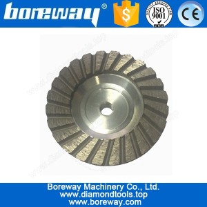 China Supply Aluminum Turbo Wave Diamond Cup Grinding Wheel 5/8"-11 For grinding Granite manufacturer