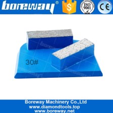 China Two Rectangle Metal Bond Shoe Factory Products Blue Diamond Concrete Grinding Disc For Lavina Floor Grinding Machine manufacturer
