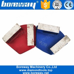 China Two Rectangle Segments Single Pins Diamond Trapezoid Grinding Shoes For Concrete Grinder manufacturer