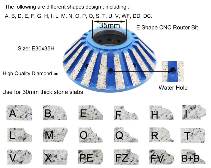 E30x35H Segmented Diamond Router Bit