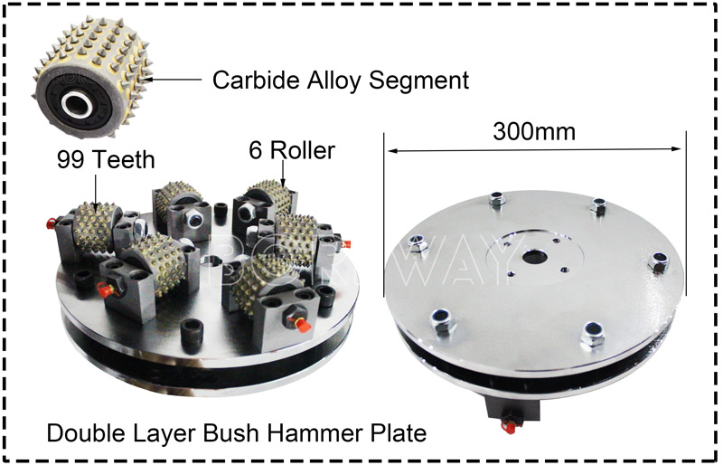 300mm Carbide Alloy double layer Bush Hammer Plate For Concrete Litchi Finish