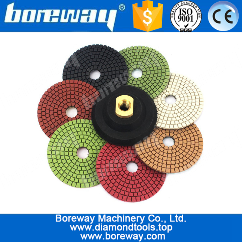4 inch Diamond Polishing Pads For Granite Marble Concrete with Rubber Backer