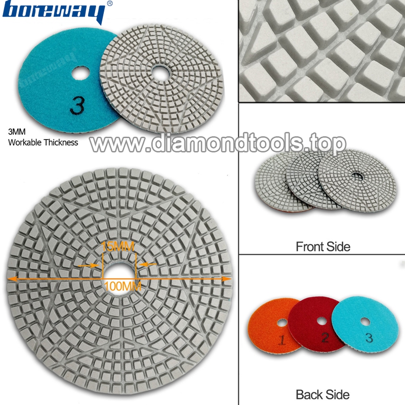 4inch 3-Steps Premium Diamond Polishing Pads for stone marble 1