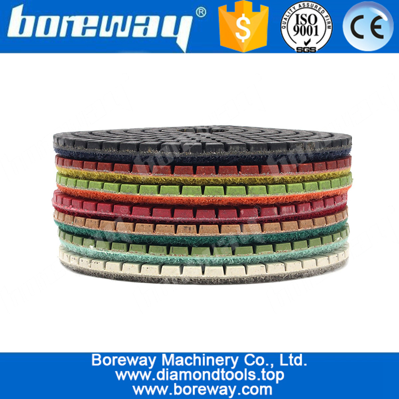 4 inch Diamond Polishing Pads For Granite Marble Concrete with Rubber Backer