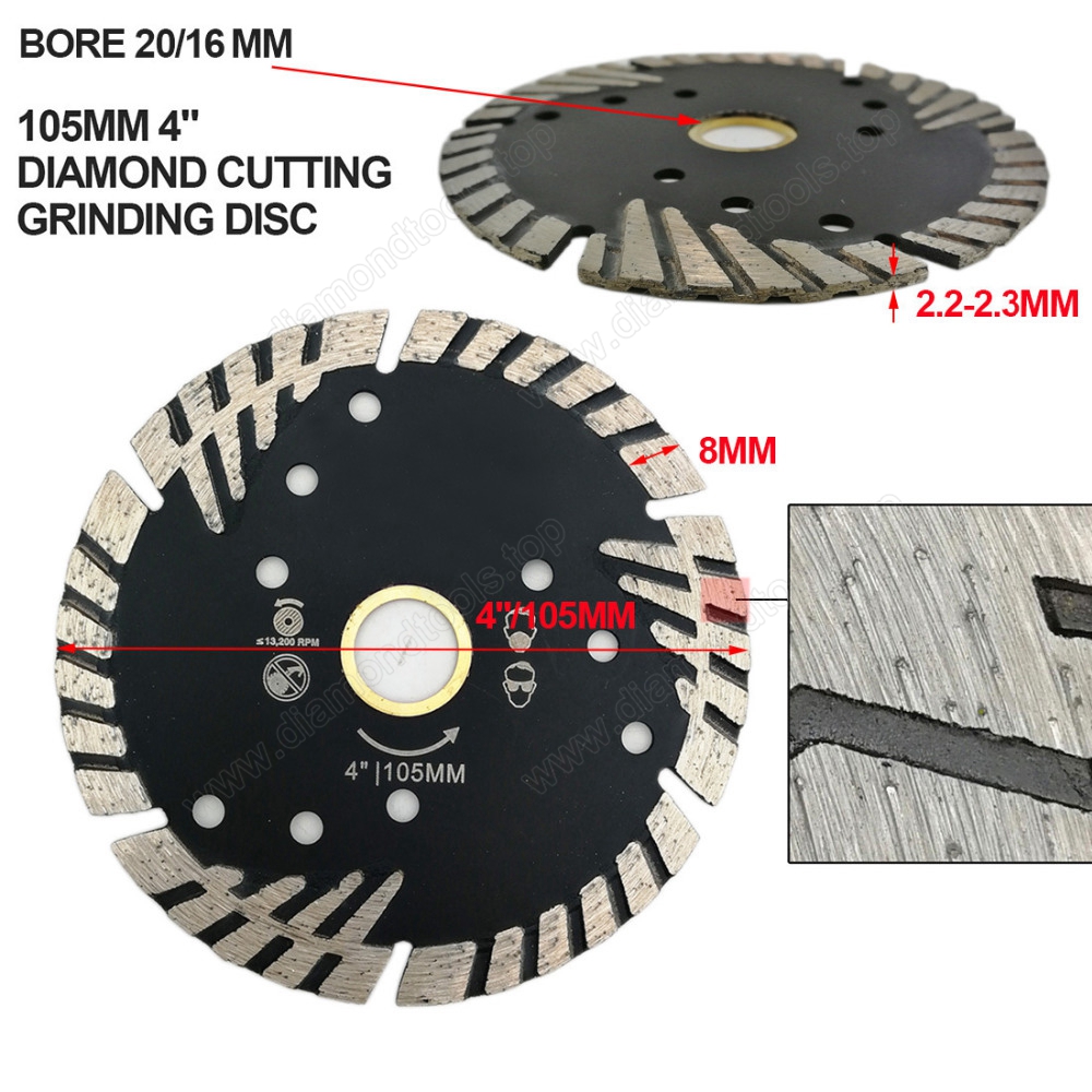 Hot pressed Diamond Turbo Blade with Slant Triangle teeth Diamond cutting disc for Multi puprose Grinding wheel